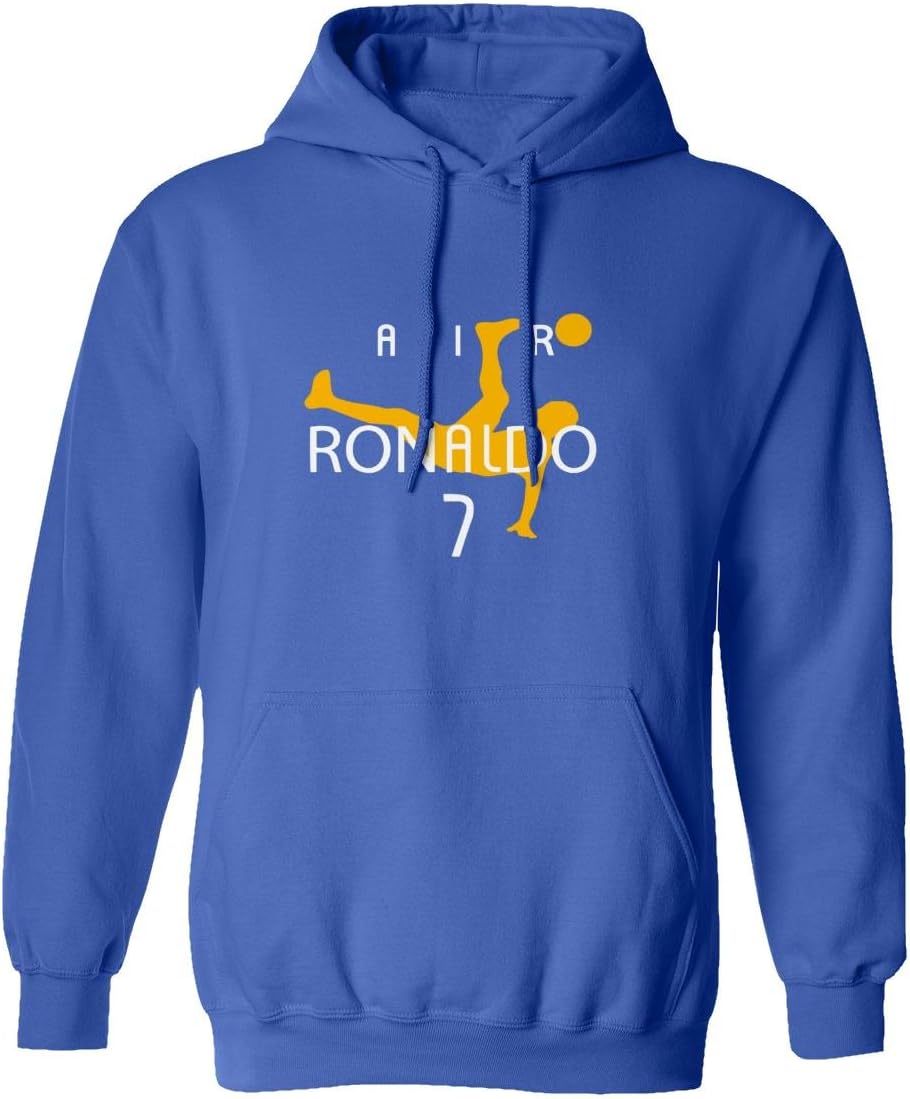 QASIMOF Air Ronaldo Soccer CR7 New Cristiano Men's Hooded Sweatshirt (Royal, X-Large)