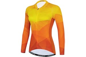 Hotlion Thermal Fleece Womens Cycling Jersey Long Sleeve Winter Bike Shirts Team Bicycle Clothing with Pocket HTW1