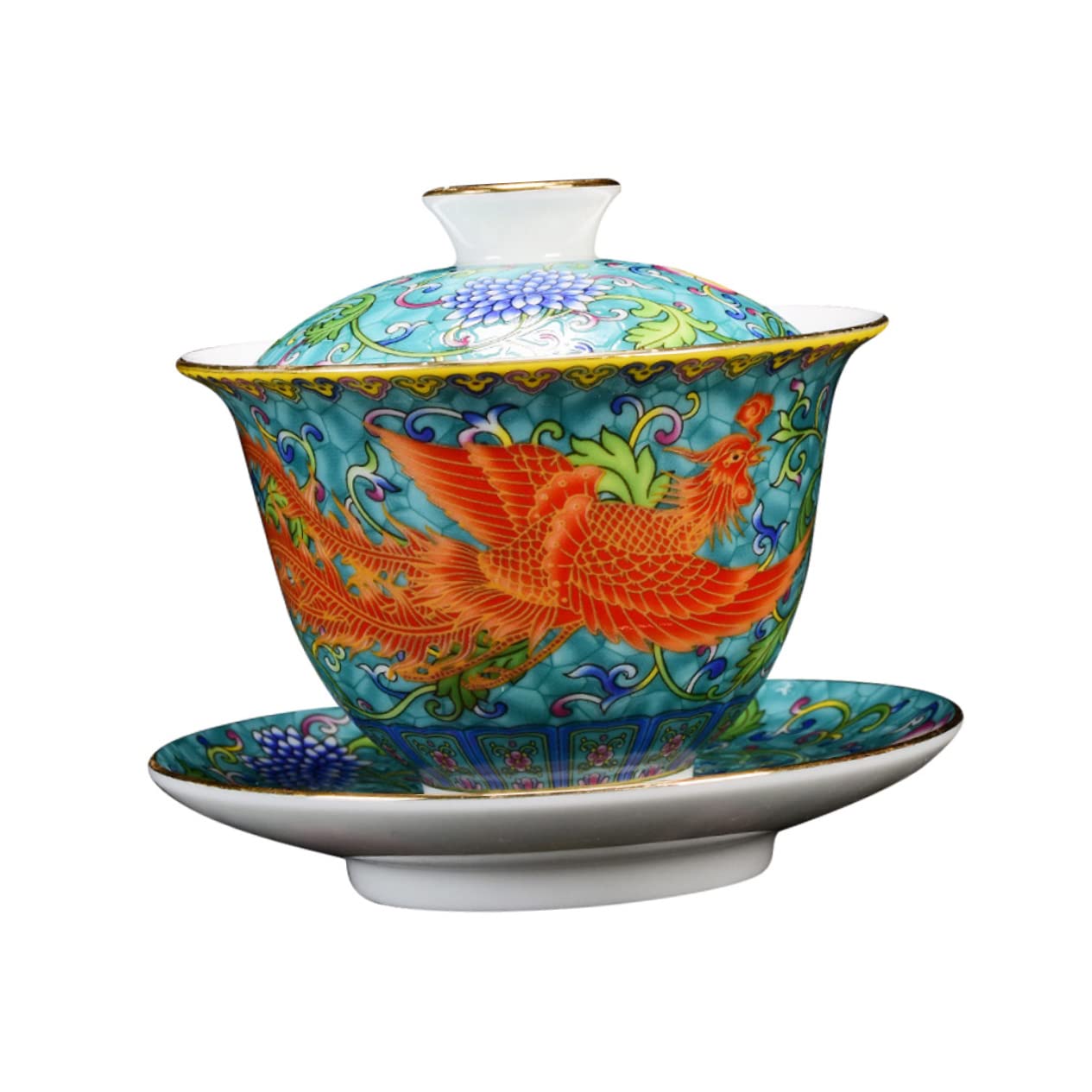 Photo 1 of Mikinona 1Set Ceramic Chinese Tea Cup with Saucer Traditional Tearoom Tea Bowl for Home Use Simple Design for Loose Leaf Tea Brewing