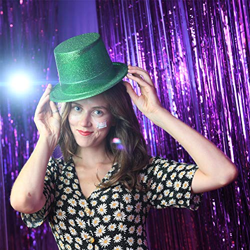 MIBOW Party Top Hats Colorful Glitter Headwear Sparkling Flat Hats Glitter Top Hats for Adults,8 Pack