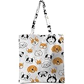 Cute Dog Pattern Tote Bags for Women Friends, Large Capacity Portable Travel Beach Bags, Reusable Durable Shoulder Bag Tote Bag for Shopping Vacation Work Gym, Dog Lover Gifts 2