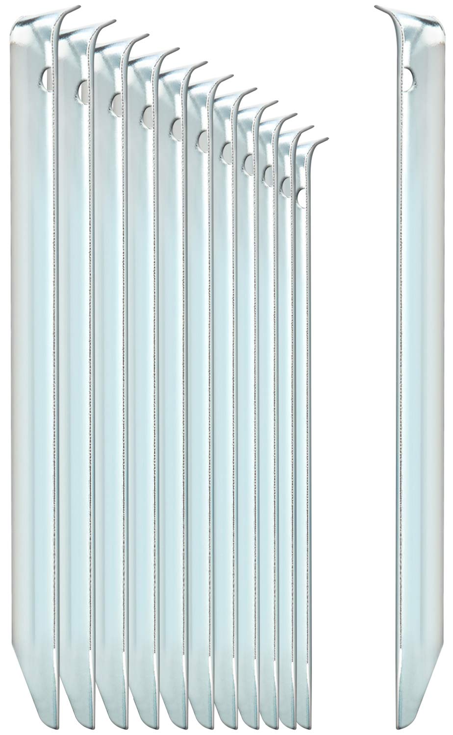 COM-FOUR® 12x tent pegs made of steel - semi-circular, robust ground pegs for camping and outdoors - ideal for normal ground - with a hole for a peg puller