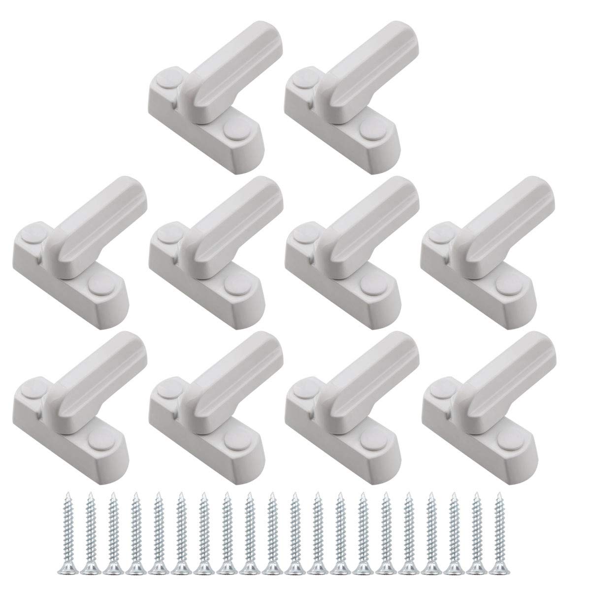 10x Sash Jammers Window Locks for UPVC PVC Doors Windows Home Security Zinc Cast Alloy Sash Jammer Flush Lock Blocker