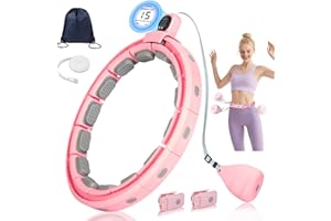 Smart Silent Weighted Fitness Hoop with Counter, Adjustable 30"-50" Infinite Exercise Hoop for Adult Weight Loss - Includes T