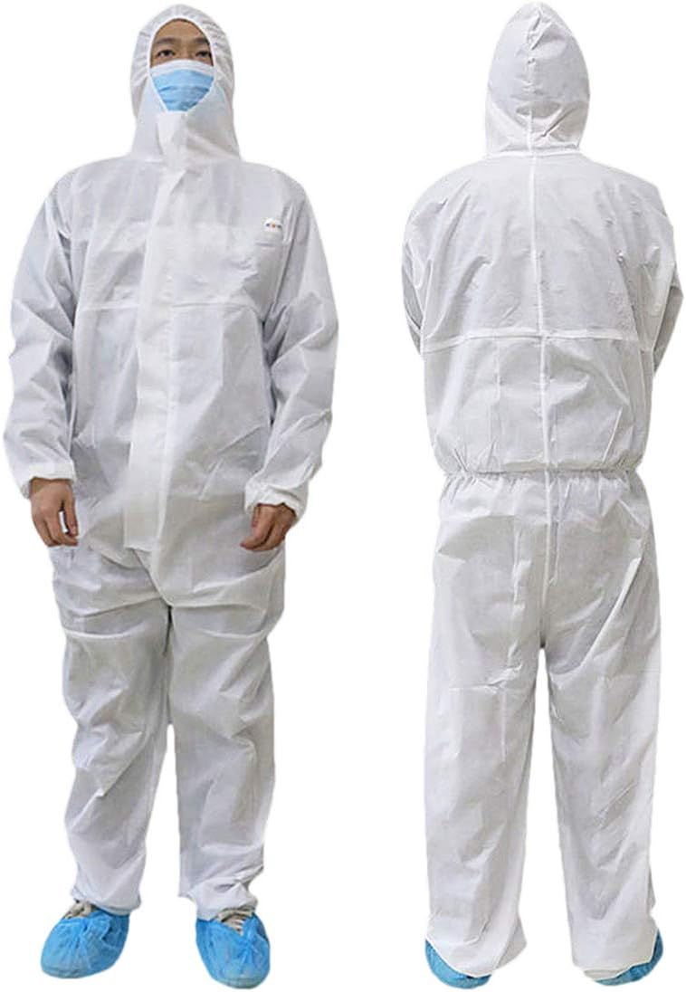 Disposable Coveralls with Hood Breathable Waterproof Disposable Coats Protective Suit SMS Lab Medical Elastic Wrists Coat Jumpsuit