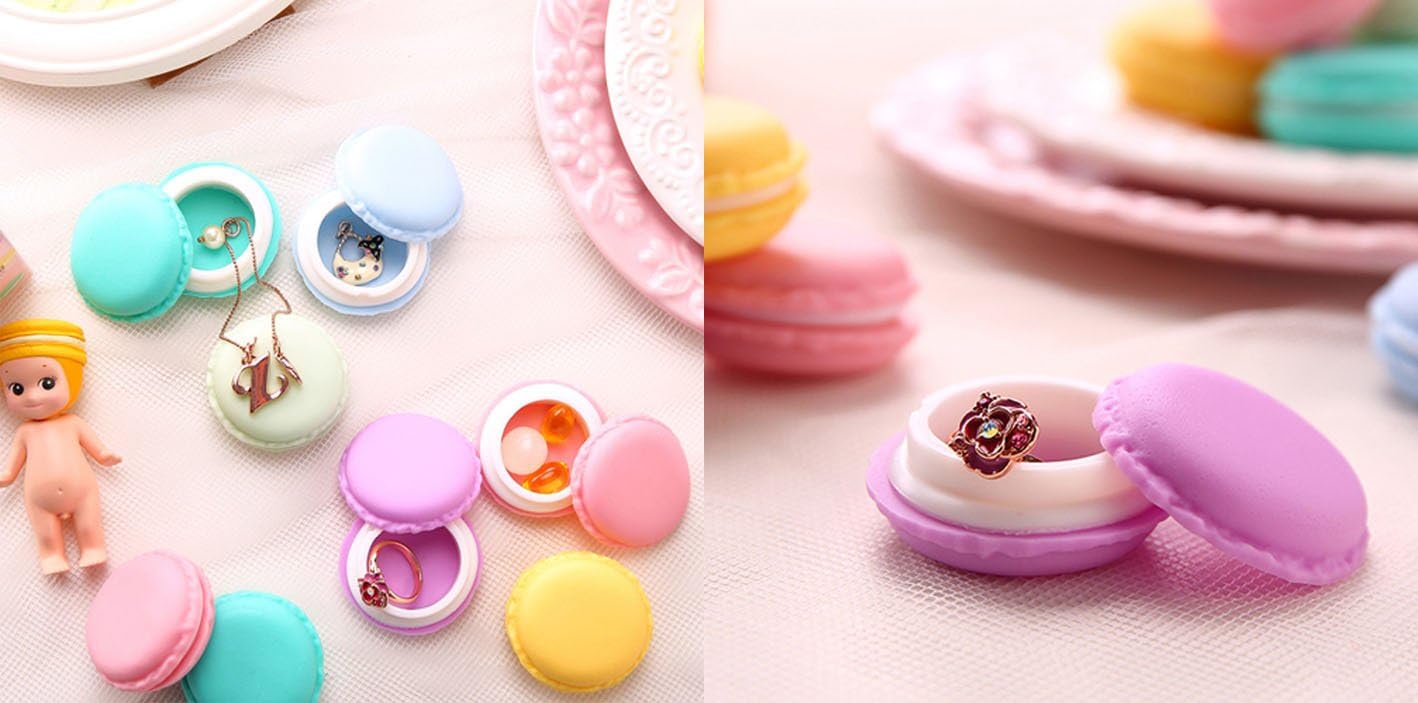 Coolrunner Macaron Case, Mini Macaron Box, Macaron Jewelry Box, Macaron Cute Pill Box, Colorful Macaron Jewelry Storage Box, Shape Storage Box Candy Cute Pill Organizer Case Container(6 PCS): Home & Kitchen