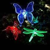 GIGALUMI Solar Garden Lights, 3 Pack Solar Butterfly Lights Decoration, Outdoor Garden Decoration Color Changing LED, Outdoor Decorative for Pathway, Lawn, Patio, Driveway