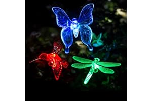GIGALUMI Solar Garden Stake Lights, 3 Pack Solar Garden Lights, Solar Garden Decorations Color Changing LED, Outdoor Solar Lights Decorative for Pathway, Garden, Lawn, Patio, Driveway