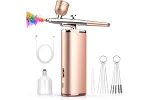 ANRAYE Airbrush Kit with Compressor - Rechargeable Nail Airbrush Makeup Machine Cordless Portable Airbrush Handheld Air Brush Gun Sprayer for Nails Art Model Painting Barber Tattoo Food Cake Decorating