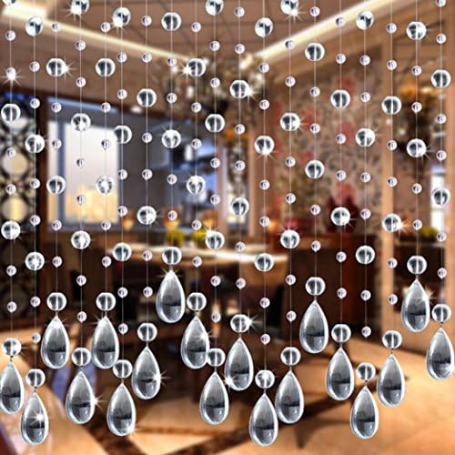 BaDou Crystal Glass Bead Curtain, Luxury Bedroom Window Door Wedding Decor for Living Bedroom Window Door Wall Home Products (Clear)