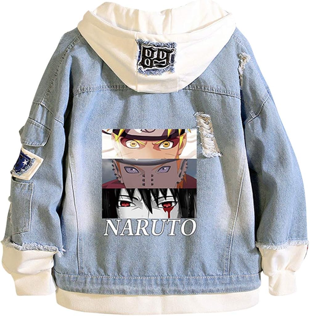 Naruto Jeansjacke Herren, Damen Naruto Akatsuki Uchiha Sasuke Kakashi