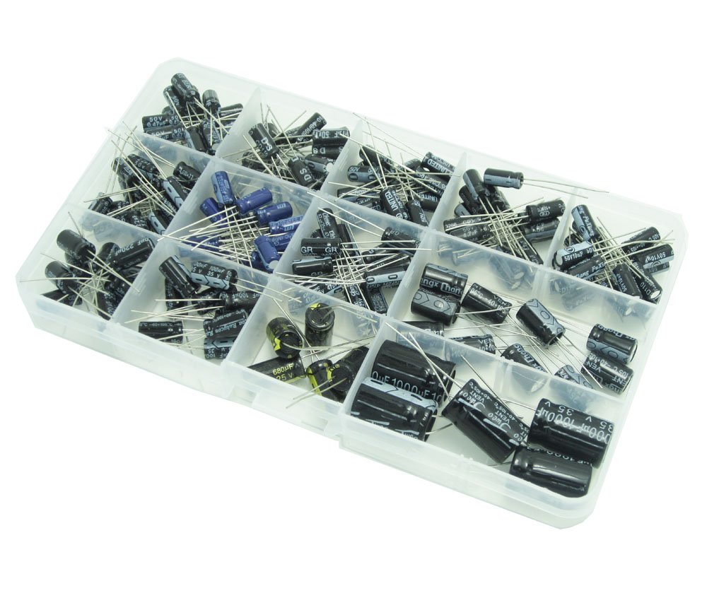 WINGONEER Capacitors 13 Values Total 200 PCS 0.47uF to 1000uF Electrolytic Capacitors Assortment Kit