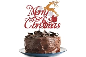 KLIONJOR Merry Christmas cake Toppers Glitter Christmas Eve Xmas Cupcake Picks for Celebrating Merry Christmas Theme New Year Holiday Party Cake Decorations Supplies ﻿ (2)