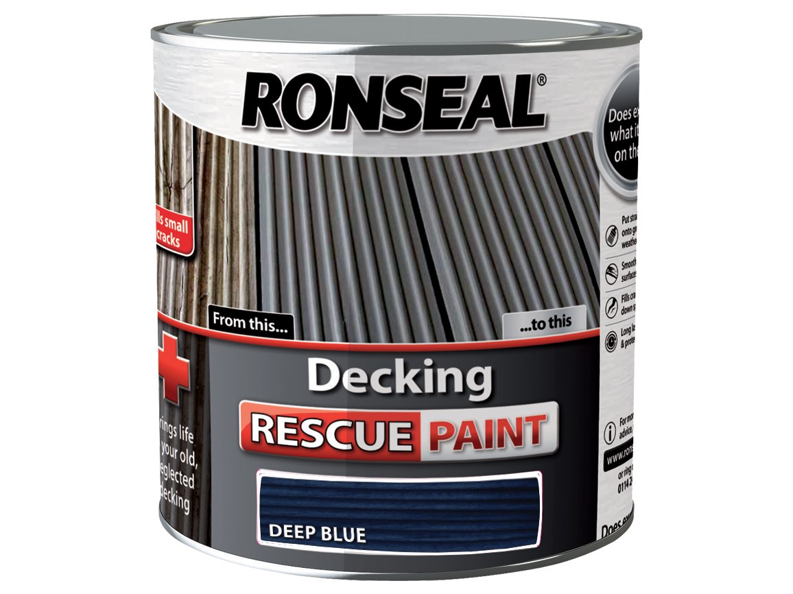 Ronseal DRPDB25L 2.5 Litre Decking Rescue Paint - Deep Blue