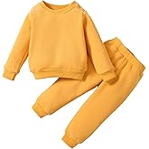 SOBOWO Toddler Baby Boy Clothes Winter Solid Long Sleeve Pullover Sweatshirt Pants 2Pcs Fall Outfits Sweatsuit Set 24M-6Y