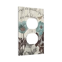 Teal Tulip Rustic Floral Wood Flower Outlet Covers