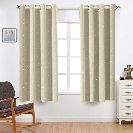 Winyy Star Printed Modern Simplicity Blackout Short Curtains