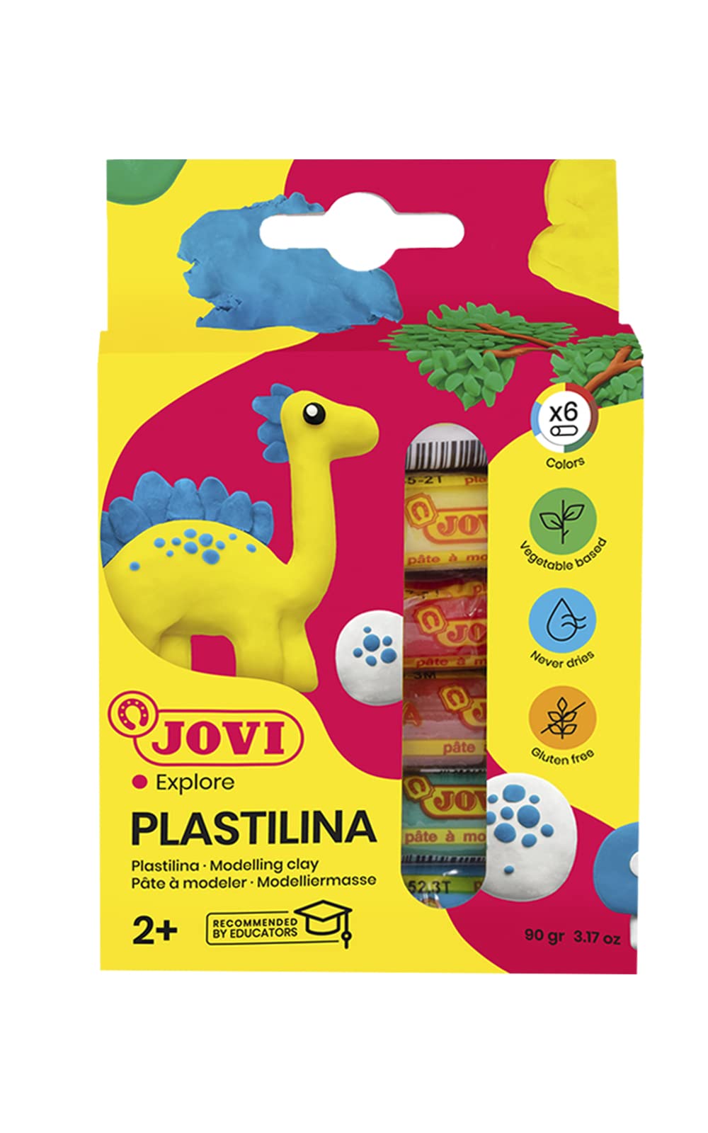 Jovi Plastilina Reusable Non-Drying Modeling Clay; .5 oz. Rolls, Set of 6 Colors, Perfect for Arts and Crafts Projects