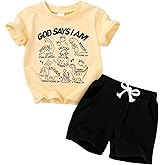 YOUNGER TREE Toddler Baby Boy Summer Clothes Dinosaur T-Shirt and Shorts Boy Outfits 12 Months to 4T