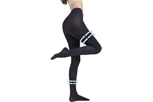 MGANG Medical Compression Pantyhose for Women & Men, Closed Toe, Opaque, Waist High Compression Circulation Leggings, 20-30 mmHg Firm Support Compression Hose for Varicose Veins, Edema, Navy Blue M