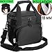 Insulated Lunch Bag For Men Women Work Kids Cooler Box Travel Bags Nylon Double-Sewn Thermal Food Kit Tote Bento Boxes Best 2 Way Zipper Closures Adjustable Shoulder Strap - Set Pockets Black