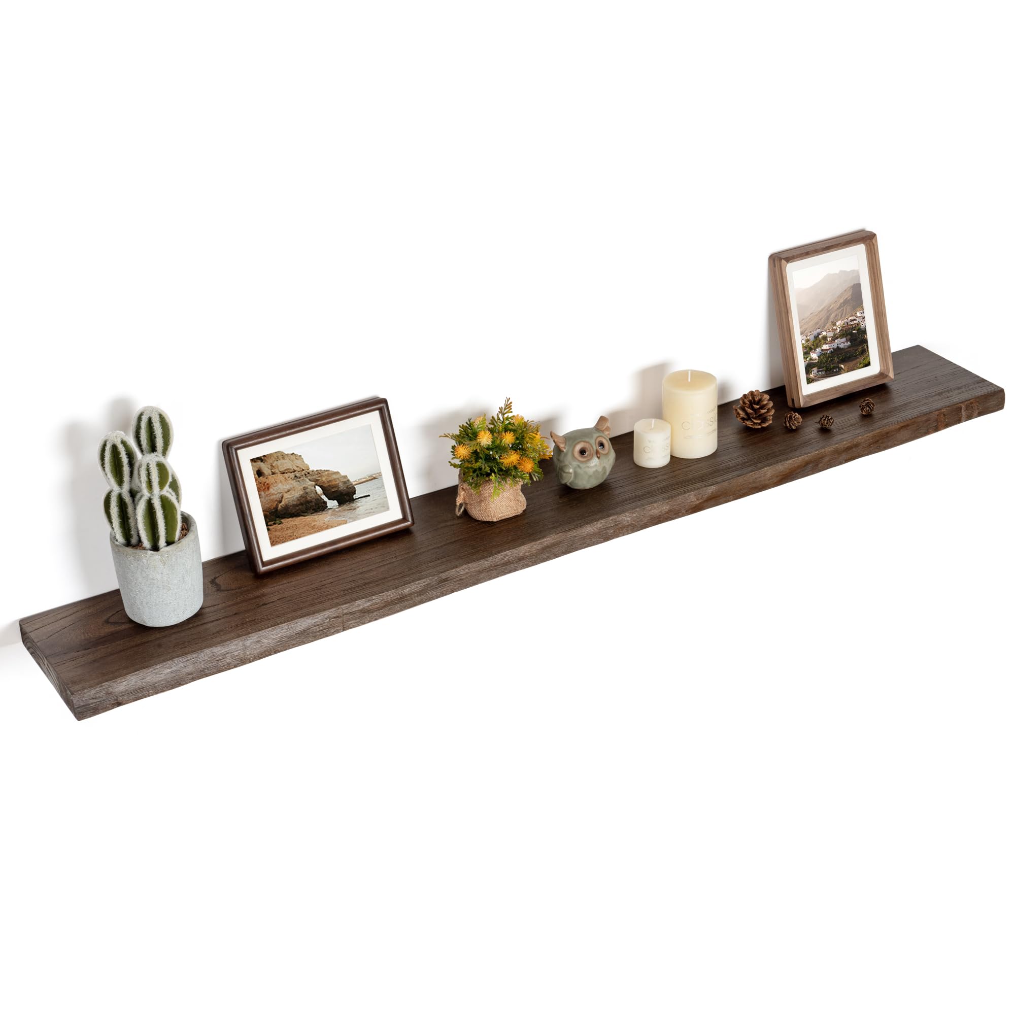 Photo 1 of ****SIMILAR ITEM***FLYJOE Floating Shelves for Wall Decor, Rustic Solid Elm Wood Floating Shelves Wall Mounted, Wall Shelves with Invisible Bracket for Living Room Bathroom Bedroom Kitchen, Walnut