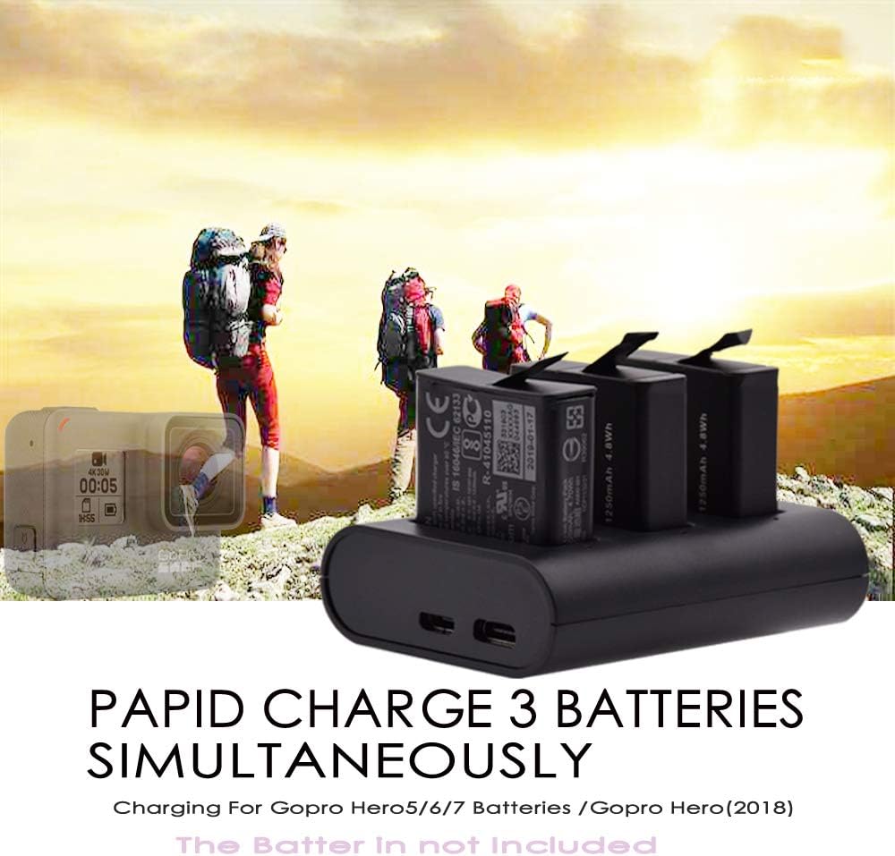 Amazon Com 3 Channel Usb Battery Quick Charger With Type C Cord For Gopro Gopro Hero8 Hero7black Hero6 Hero5 Black Hero 18 Rechargeable Battery Charger Electronics