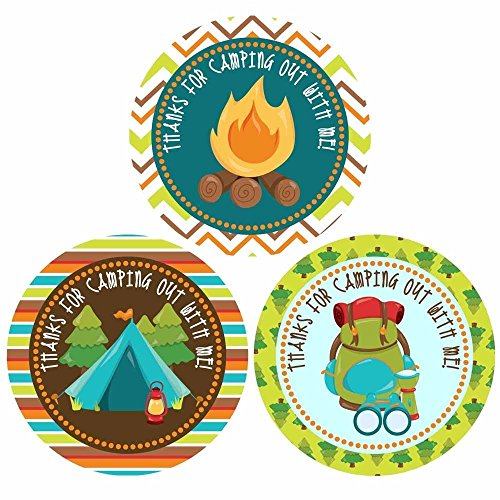 Thank You For Camping out With Me Sticker Labels - Camping Theme Birthday Party Supplies - Set of 30
