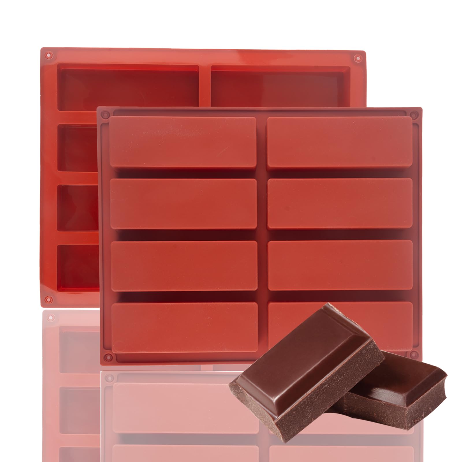 GWAWG 2PC Deep Chocolate Moulds Silicone Chocolate Mold Dubai Chocolate Mould Deep Rectangular Baking Mold for Oat Protein Energy BarsThick Chocolate Bar Mould Candy Moulds Jelly Moulds