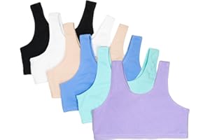 Fruit of The Loom Girls Multi Pack Cotton Built -Up Stretch Sports Bra Available in 6 Packs!