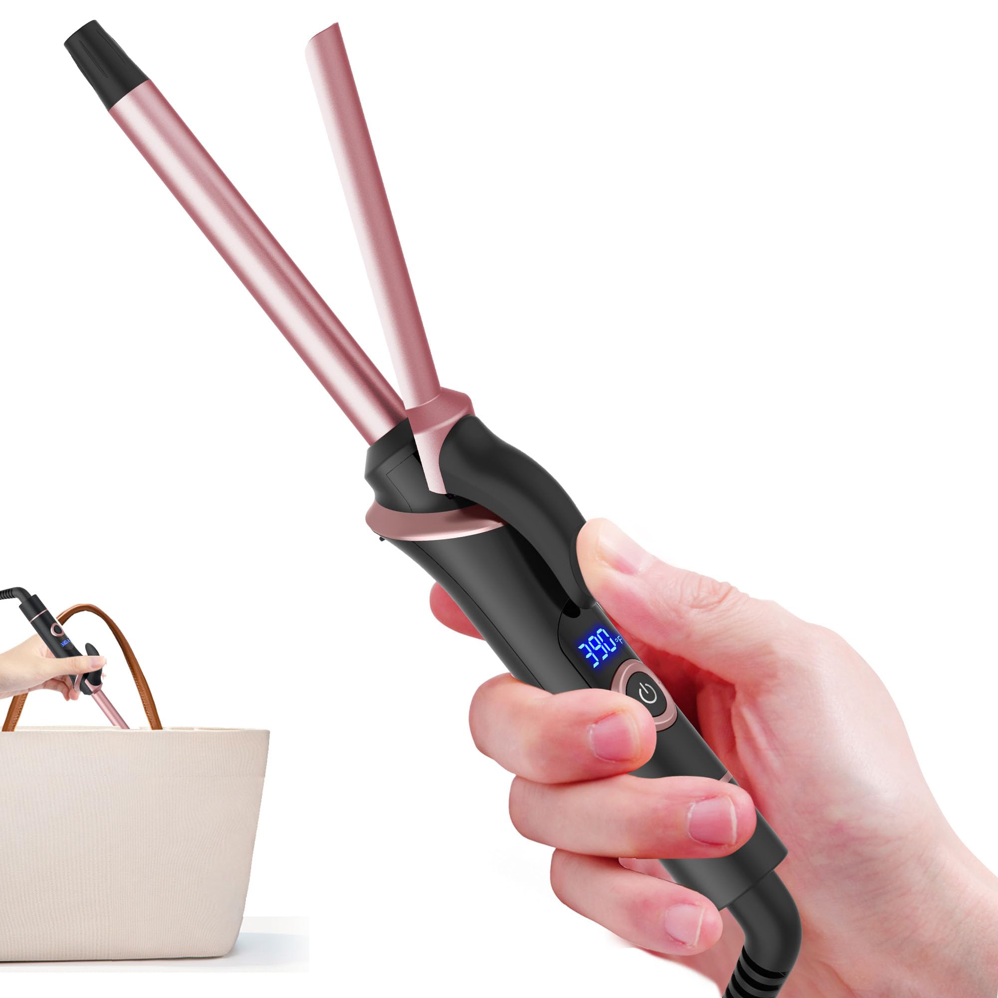 Photo 1 of Mini Curling Iron for Short Hair Dual Voltage Ceramic Travel Small Curling Iron 1/2 Inch Barrel Curler Portable with 30S Fast Heating, 5 Temps, Auto Shut-Off Storage Bag for Global Business (Dark)