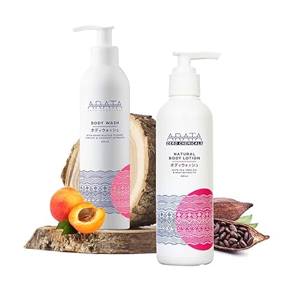 Arata Natural Body Care Set For Men & Women With Body Lotion & Body Wash | All-Natural, Vegan & Cruelty-Free | For Intensive Nourishment & Toxin-Free Cleansing