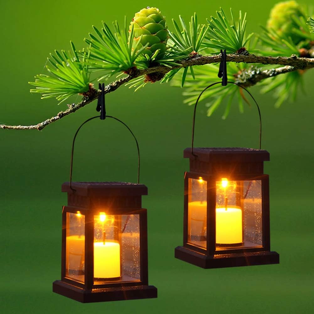 Prosperveil 2 Pack Solar Candle Lantern Lights LED Garden Outdoor Lamp