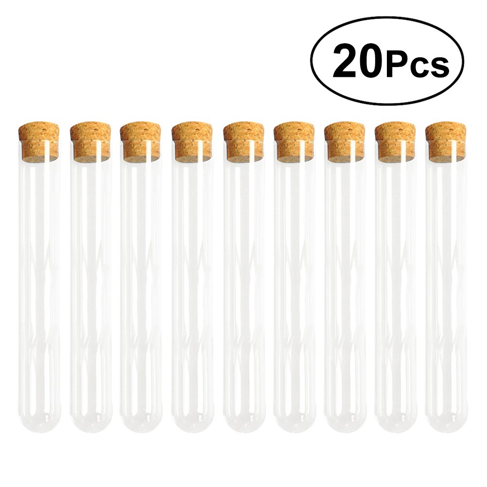 UKCOCO 20PCS Glass Clear Test Tubes with Cork Stoppers for Scientific
