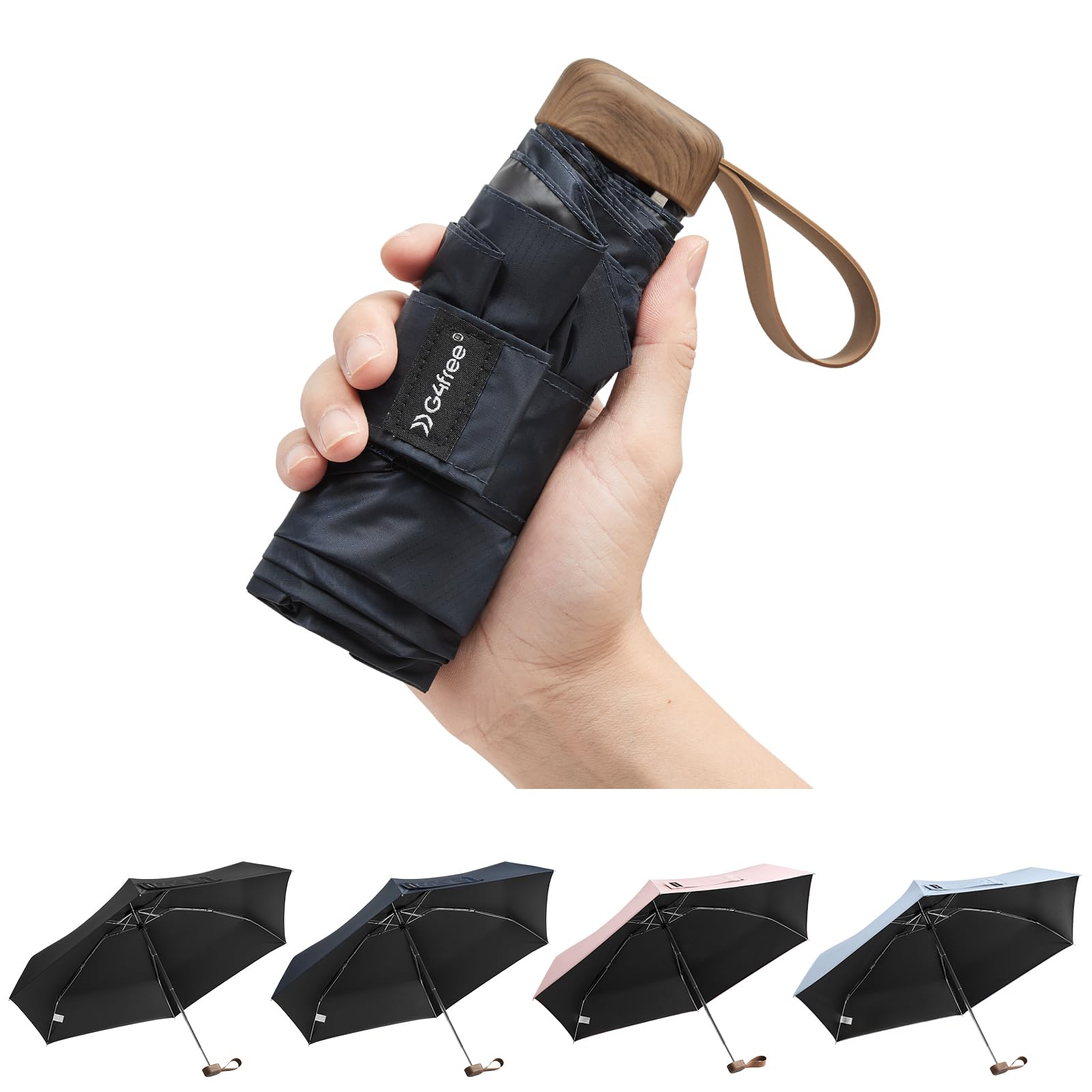 Photo 1 of G4Free Mini Travel Folding Umbrella for Purse, Compact UPF 50+ UV Protection Sun & Rain Small Umbrella, Lightweight Portable Parasol Fits in Pocket, Wallet for Women Men(Navy Blue)