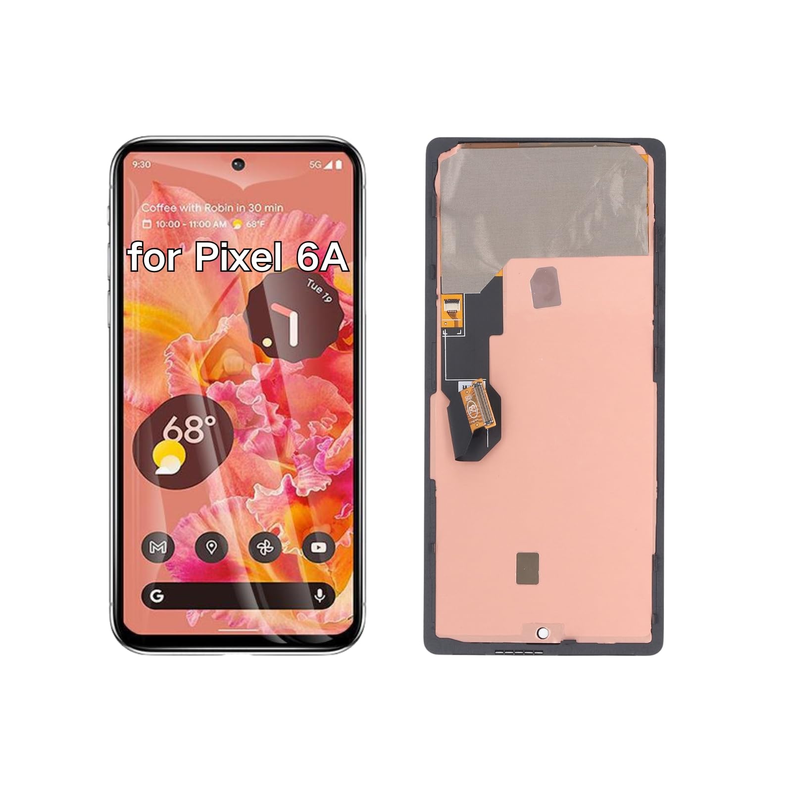 Sxhlseller for Pixel 6A Screen Touch Assembly with Fingerprint Function, Cell Phone Digitizer Fully Assembled Screen Replacement Kit with Tools