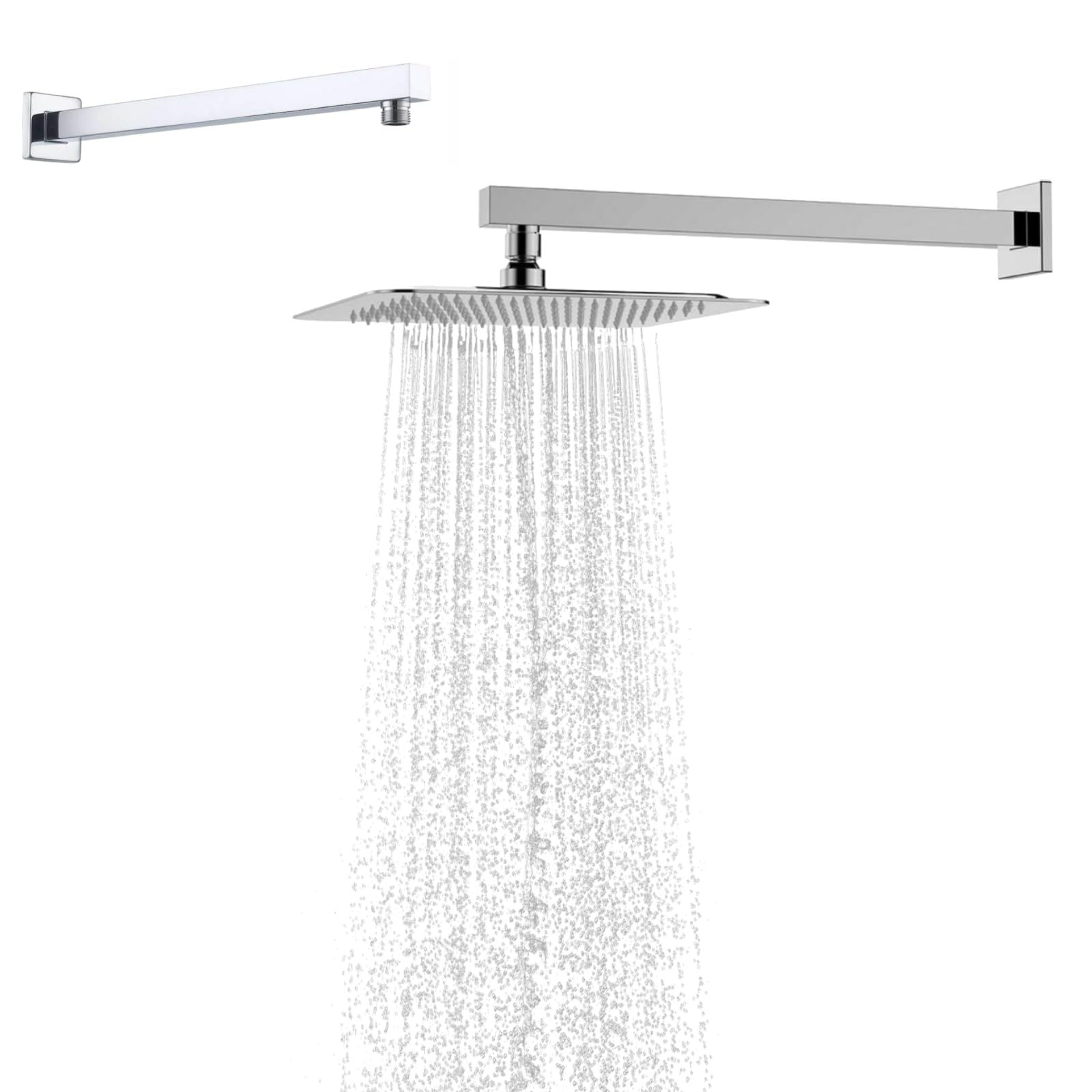 Cocoarm 60cm Shower Arm, Stainless Steel, Adjustable Angle, Chrome Plated, Includes Decor Cover