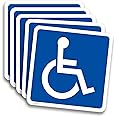 Handicap Sign Stickers, Disabled Wheelchair Symbol, Easy to Apply and Peel, Vinyl Laminated, Indoor Outdoor (4.7x4.7 inch 5 Pcs) Blue