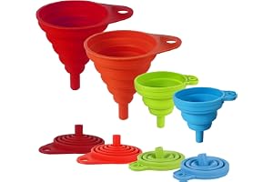 Foldable Silicone Funnel Set (4 Pack) – Collapsible Small & Large Funnels for Kitchen, Water Bottles & Liquid Transfer – Food Grade