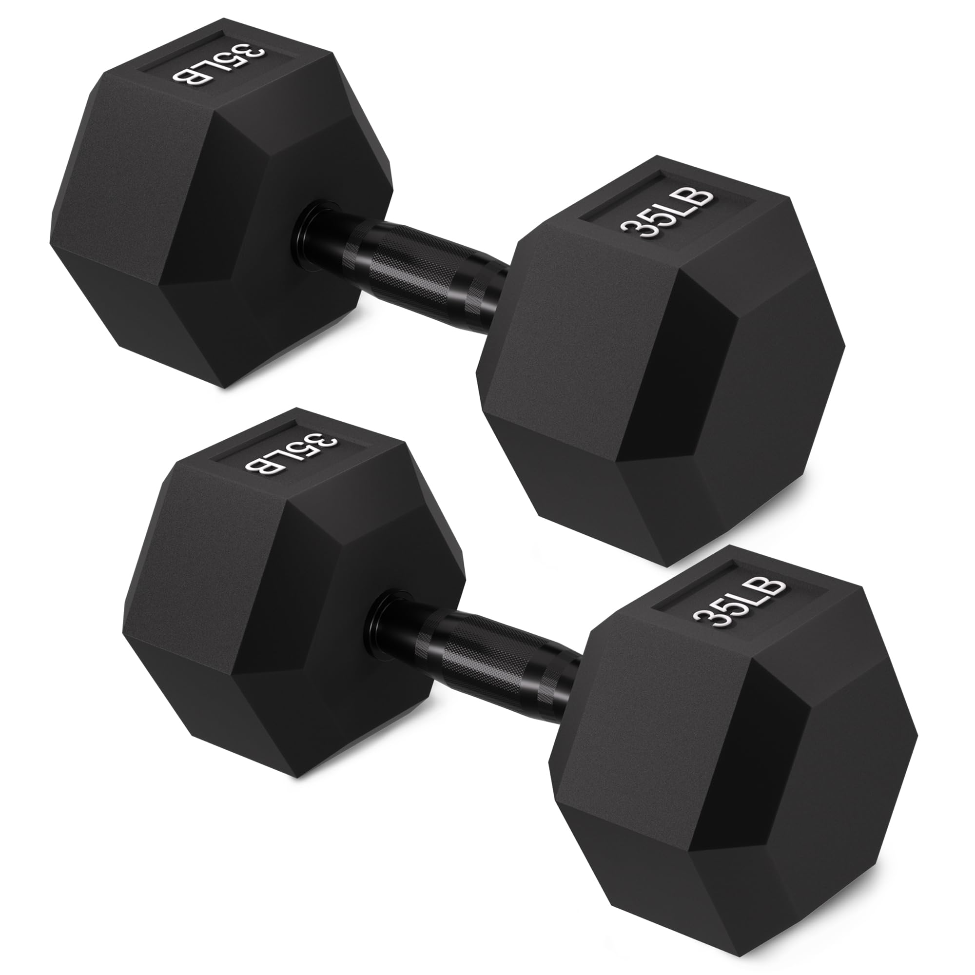Photo 1 of *HEAVY* BalanceFrom Rubber Encased Hex Weights Dumbbells Set, Cast Iron Hand Weights with Anti-Slip Grip for Home Gym Strength Training 35LB