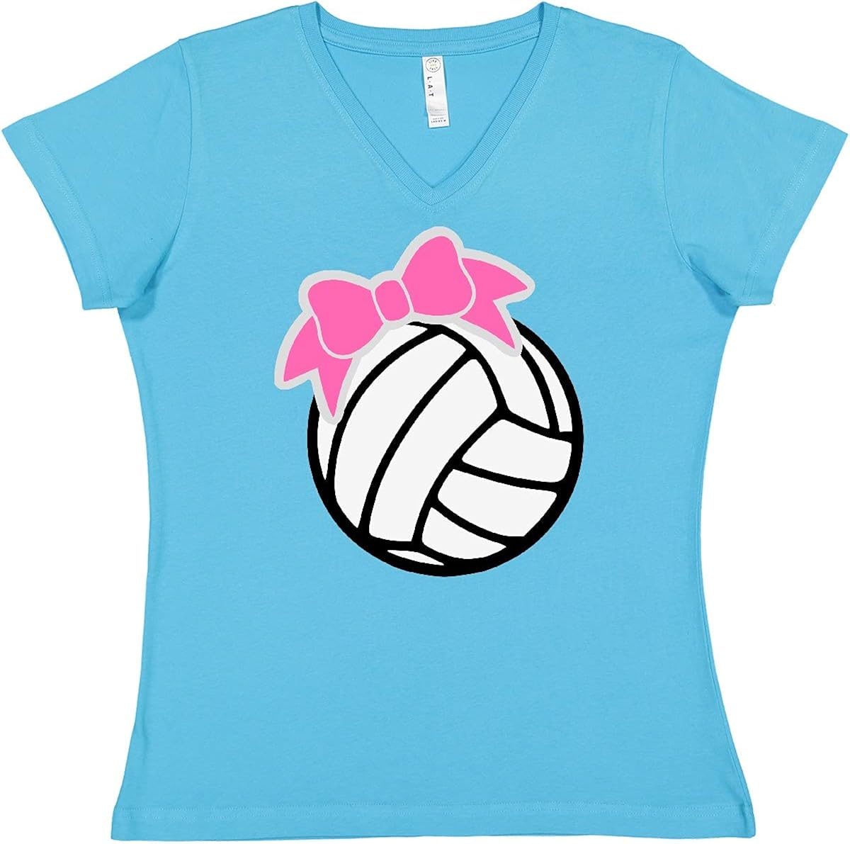 inktastic Volleyball with Pink Bow Women's VNeck TShirt