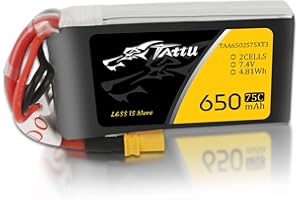 TATTU 650mAh 2S 7.4V 75C LiPo Battery Pack with XT30 Plug for 120 Size FPV Torrent 110
