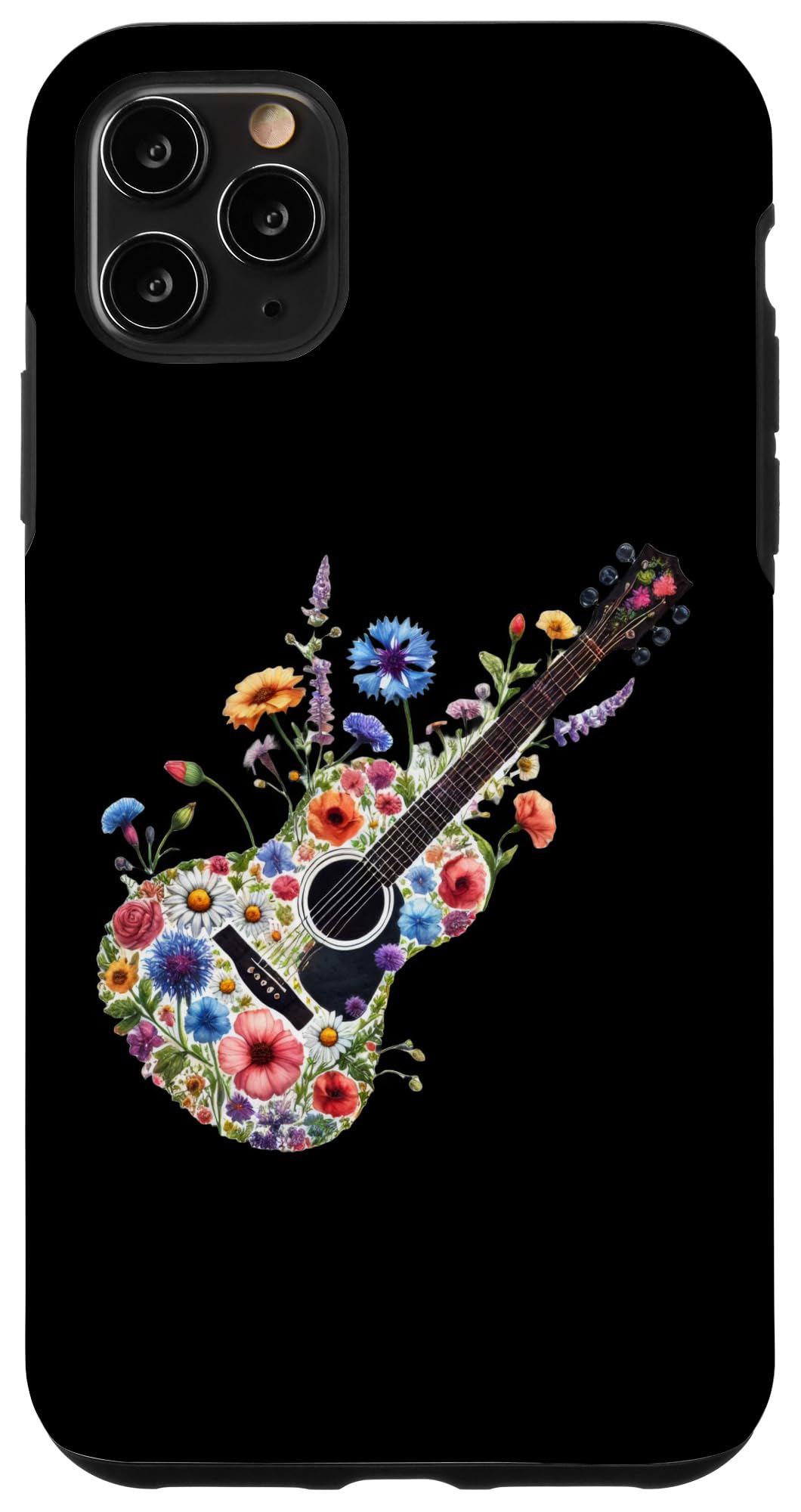 iPhone 11 Pro Max Guitar Wildflower Flower Musician Music Floral Case
