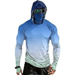 ASUIU Uv Protection Shirts for Men Long Sleeve Outdoor Work Hoodies Sun Uv Protection Fishing Swim Sunshirts