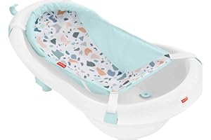 Fisher-Price Baby to Toddler Bath 4-in-1 Sling ‘n Seat Tub with Removable Infant Support and 2 Toys, Pacific Pebble
