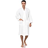 TowelSelections Mens Waffle Robe Spa Kimono Bathrobe Lightweight Shower Bath Robe for Men XS to 2X