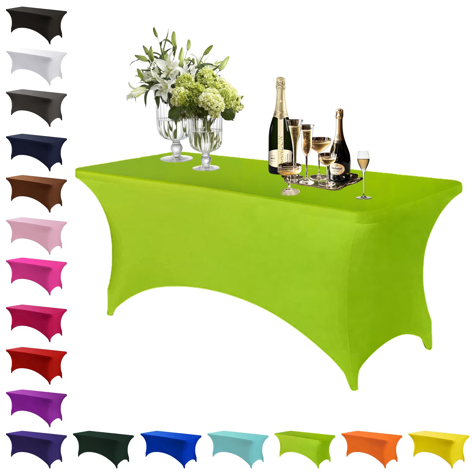 Mienocol Fruit Green Spandex Tablecloths,4FT Stretchable Rectangle Table Cover Washable Tablecloth Universal Patio Elastic TableCover for Kitchen,Event, Wedding, Cocktail Bar Exhibition,Banquet,Party