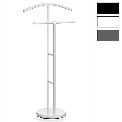 IDIMEX Herrendiener LAURENZ Garderobe Kleiderständer Garderobenständer Kleiderstange mit Hosenbügel, Metall weiß