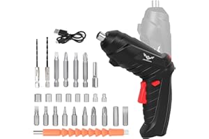 JENABOM 28 in 1 Electric Screwdriver Cordless Rechargeable Small Power Drill Set 3.5Nm Max Torque Electric Rotatable with LED Light Screwdriver for Home Office DIY Tools (Black)