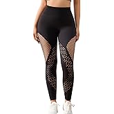 BampooPanPa Women Fishnet Fitness Sports Yoga Pants High-Waisted Seamless Tights Lift Hip Pants